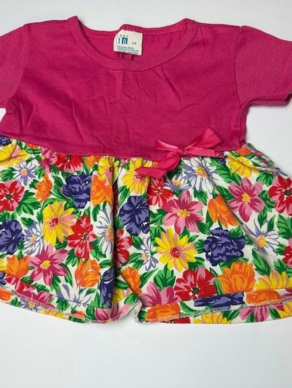 Vintage 90s Take 10 Floral Dress in Pink Girls 2T Like New